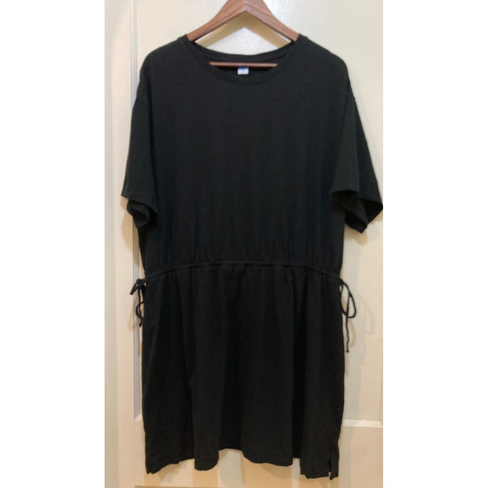 Old Navy Womens XXL Black Cotton Short Sleeve Drawstring‎ Waist T-Shirt Dress